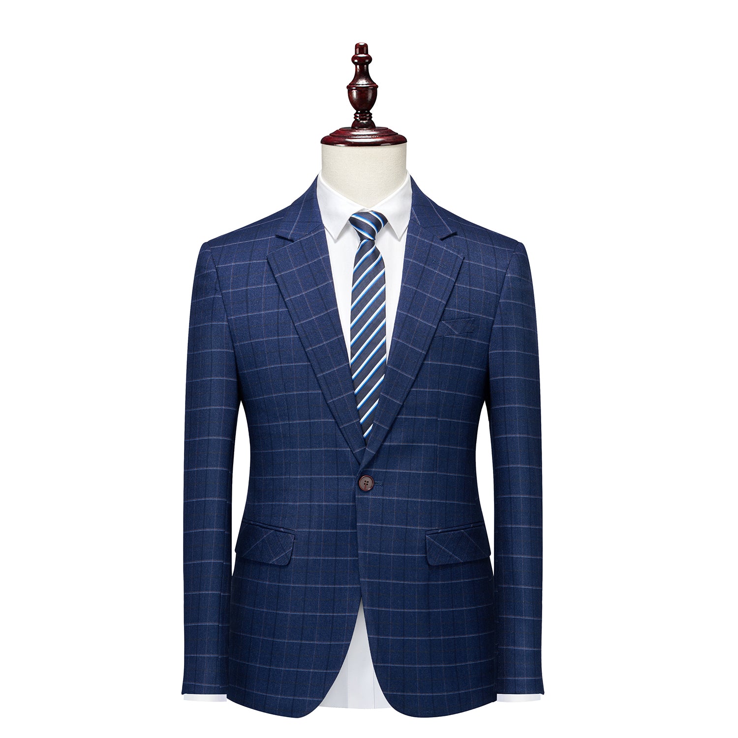 Men's Plaid Blazer Casual Dark Blue Checkered Suit jacket