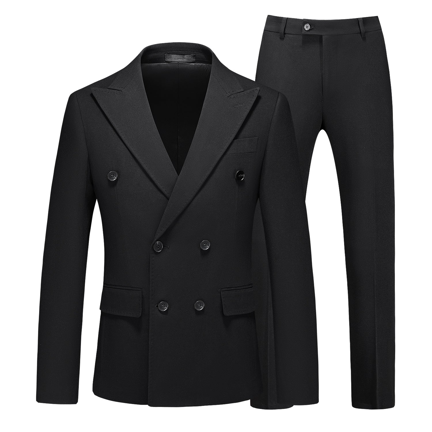 Men's 3 Piece Black Double Breasted Suit