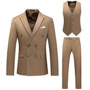 Mens 3 Piece Double Breasted Suit in Plain 10 Colors