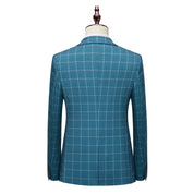 Men's Slim Fit Blazer One Button Blue Plaid Sports Coat