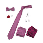Men's 8 Pieces Gift Ties Set in Pink & Green