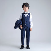 Boys 4 Piece Slim Fit Suit Set of Jacket Vest Pants and Tie