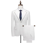 Men's 2 Piece Slim Fit Solid Suit in White