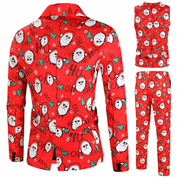 Christmas Men's 3 Piece Slim Fit Folral Printed Suit