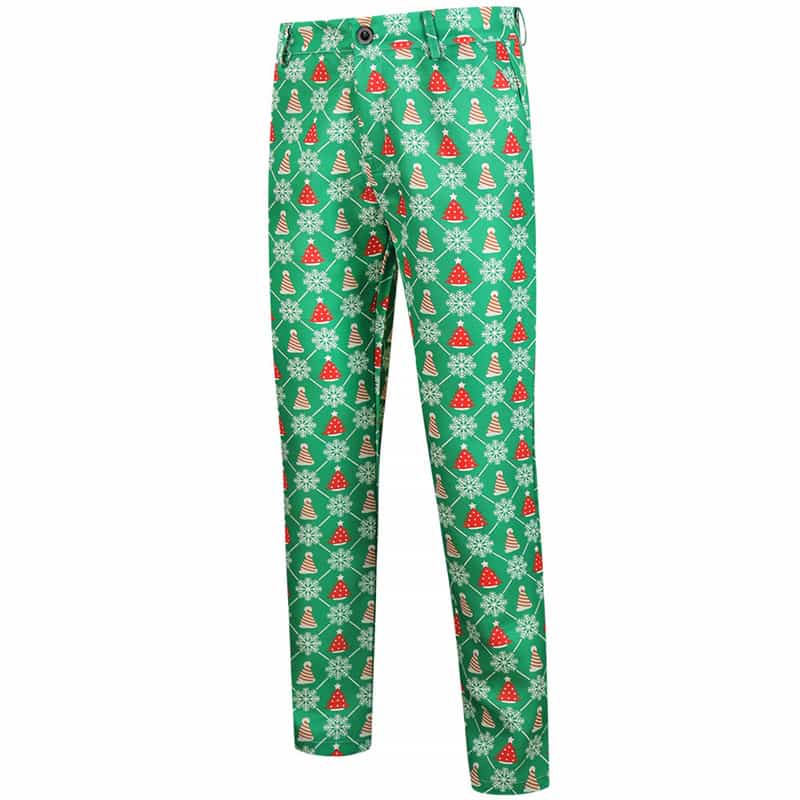 Men's 3 Pieces Christmas Printed Suit in Green Pattern