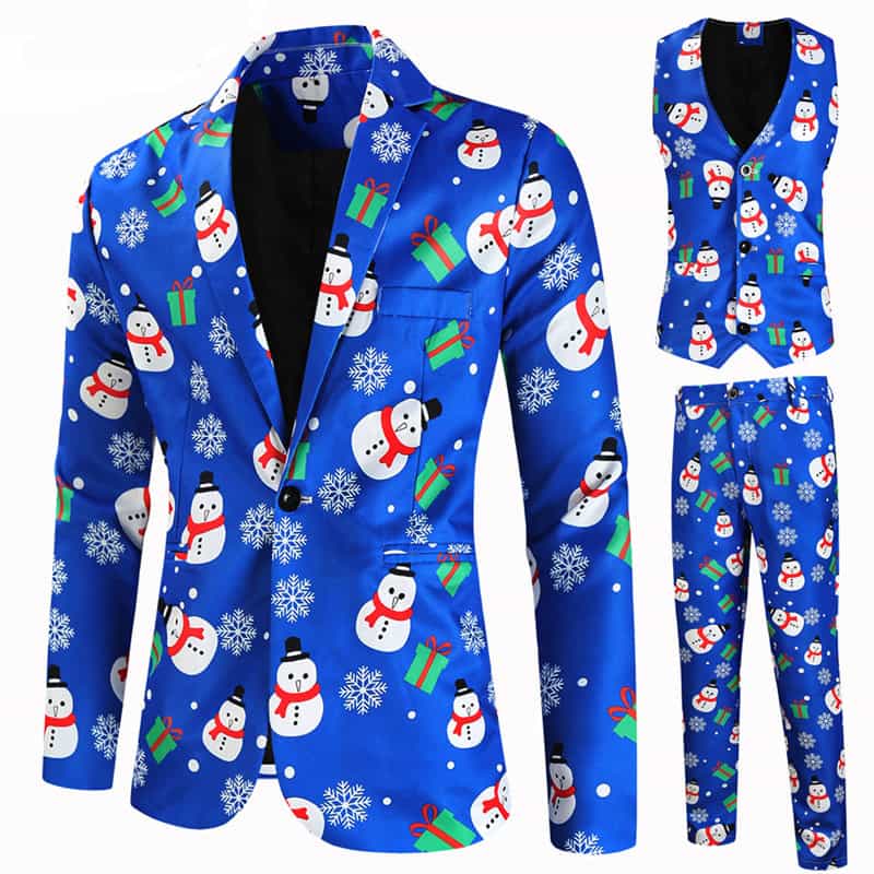 Men's 3 Piece Casual Suit Printed For Christmas