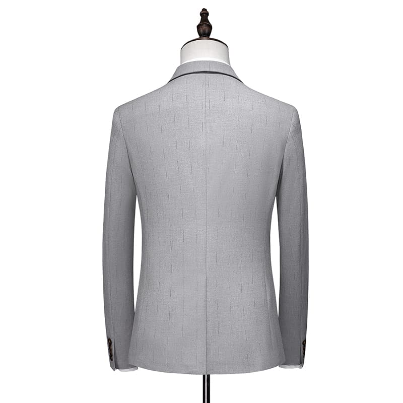 Men's 3 Piece Grey Suit One Button Closure