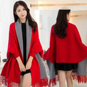 MOGU Women Red Mantle Scarf