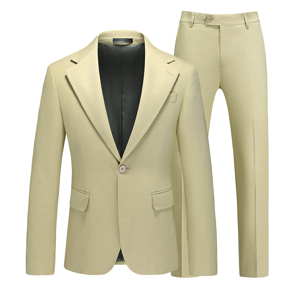 Men's 2 Piece Suit One Button in Solid Green
