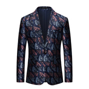 Men's Blazer Floral Printed Casual One Button Sports Coat