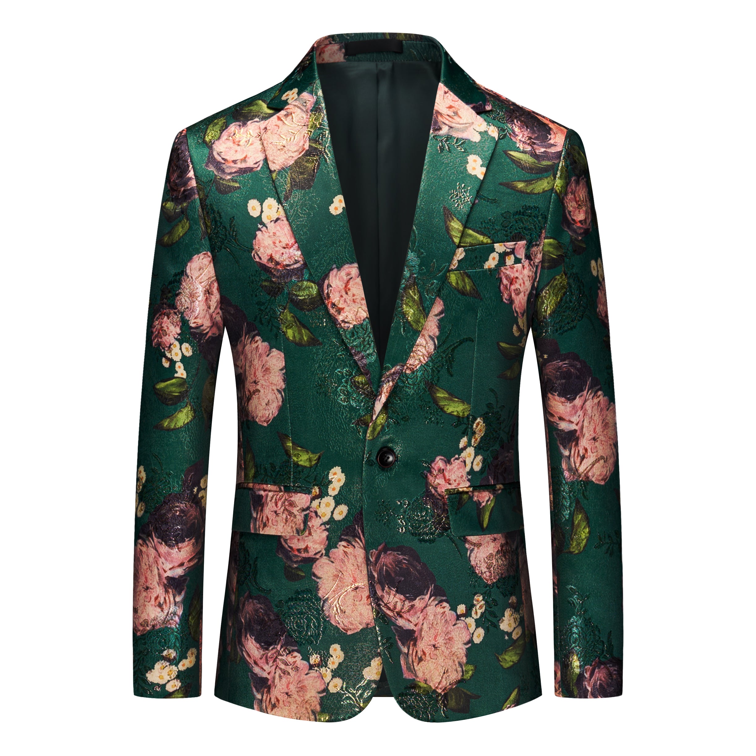 Men's Blazer Jacquard Floral Slim Fit Sport Coat in Green