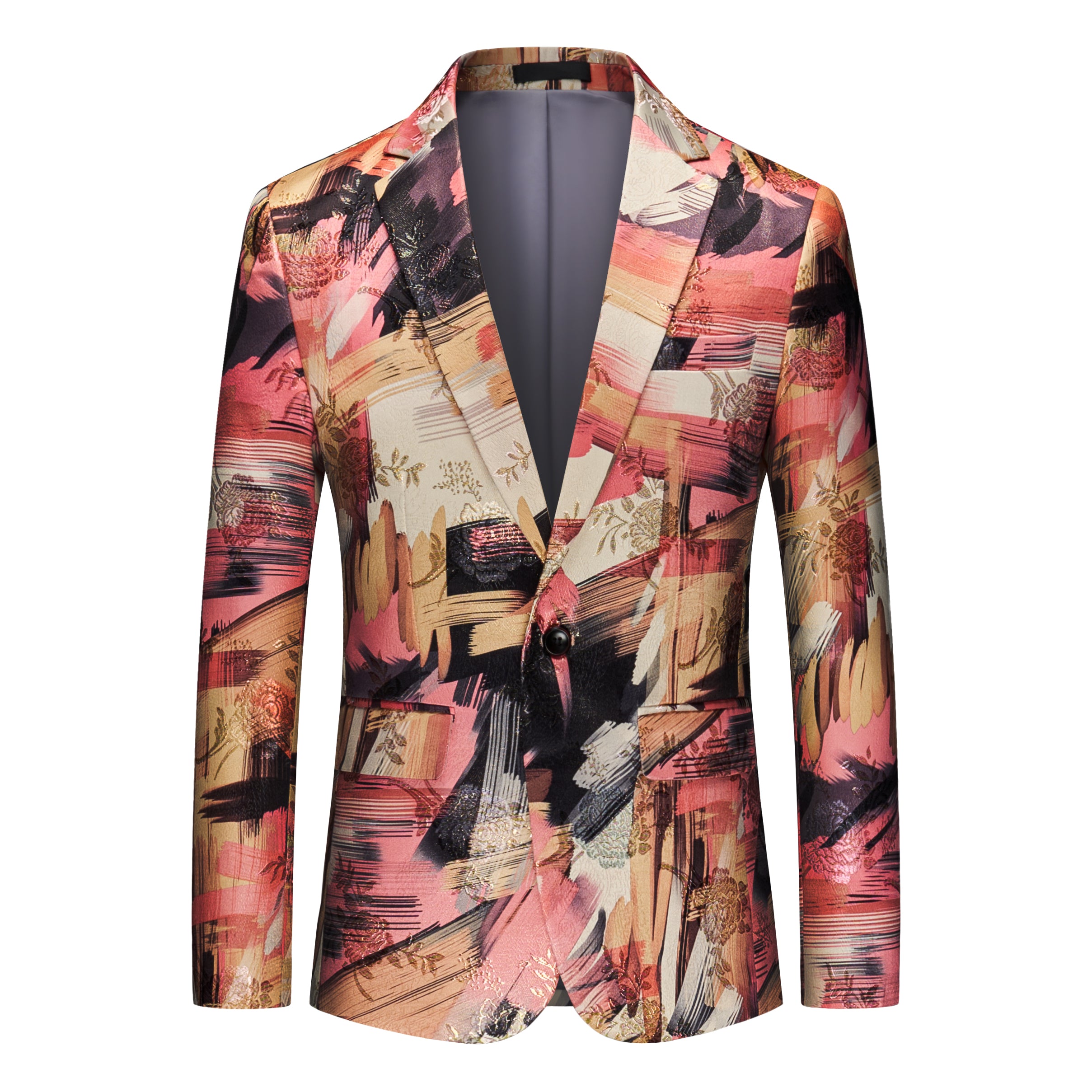 Men's Suit Slim fit Notched Lapel Printed Floral Blazer