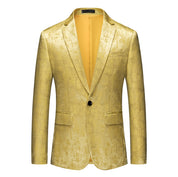 Men's Floral Blazer Casual Suit Jacket in Beige and Yellow