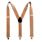 Mens Y-Shape Adjustable Suspender With 12 Solid Solid Elastic Straps