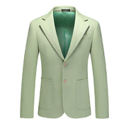Men's Solid Green 2 Piece Suit 2 Button Closure