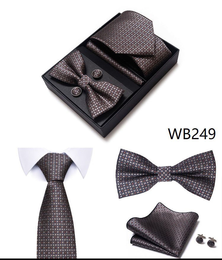 Men's 4 Pieces Gift Ties & Square Scarf & Cufflinks Set
