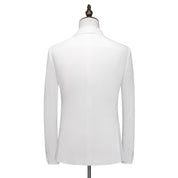 Men's 2 Piece Solid White Suit One Button