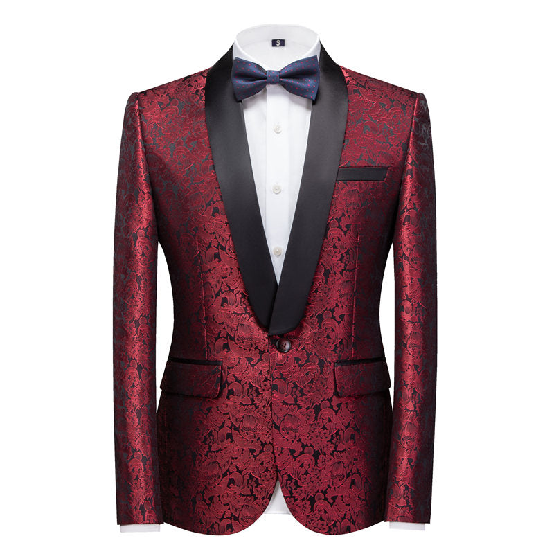 Men's Dress Blazer Jacquard Embroidered Jacket in 7 Colors