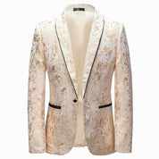 Mens 2 Piece Printed One Button Suits in Gold