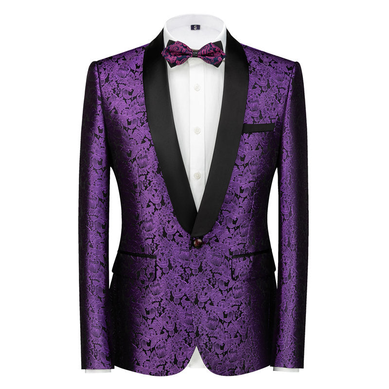 Men's Dress Blazer Jacquard Embroidered Jacket in 7 Colors