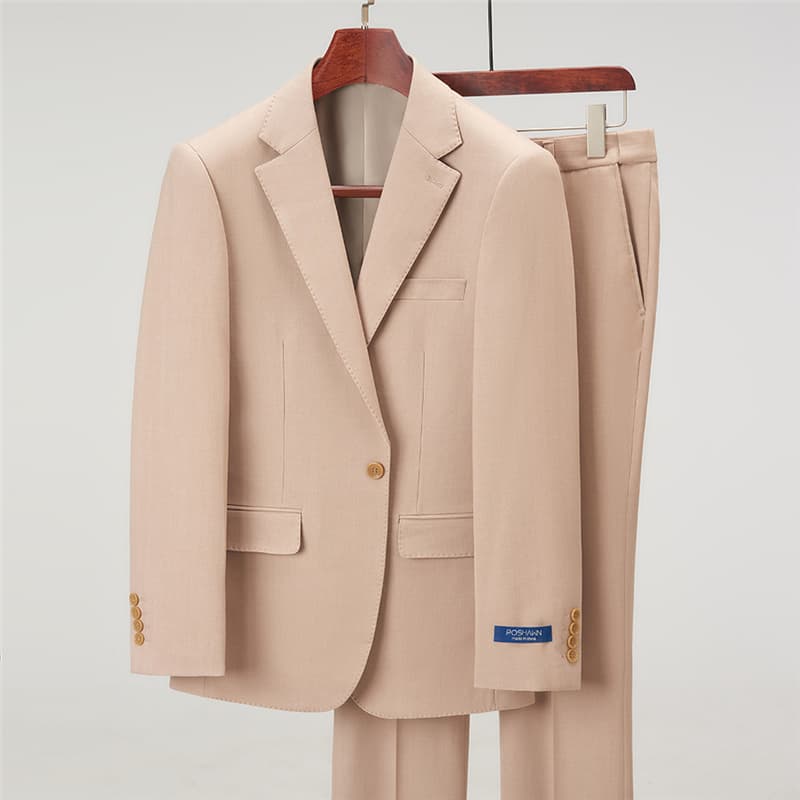 2 Piece Solid Leisure Suit with Notch Lapel