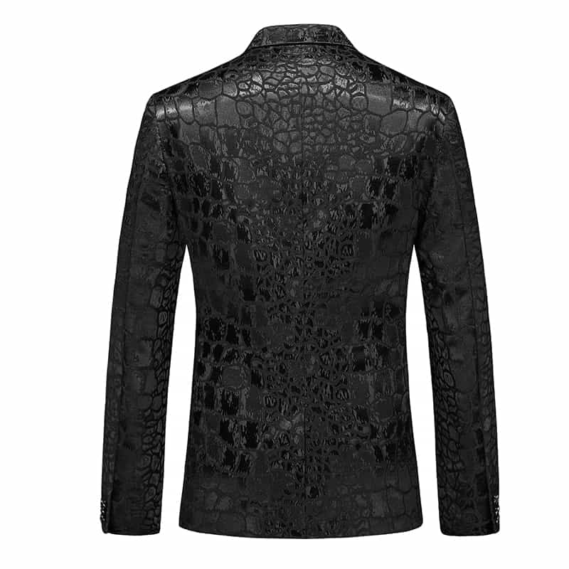 Mens Slim Fit Blazer Jacquard Floral Suit Jacket Black Color