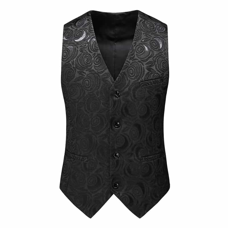 Men's Jacquard  Printed Vest in White & Black