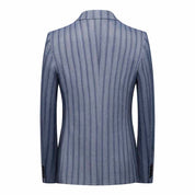 Men Blazer Blue Striped Suit Jacket Slim Fit One Button Pinstriped Sport Coat