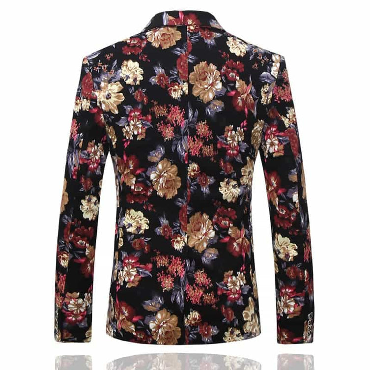 Men's Blazer Stylish Floral Pattern Suit Jacket Slim Fit Sport Coat ...