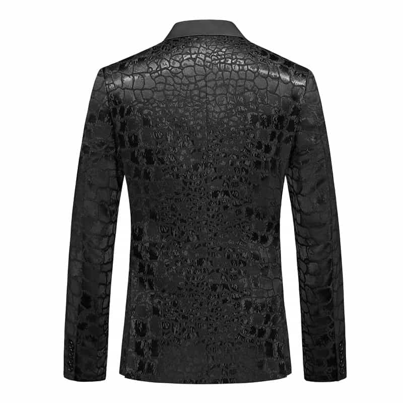 Men‘s Double Breasted Blazer Jacquard Suit Jacket Black Color