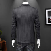 Men's Blazer Slim Fit Pinstripe One Button Suit Jacket