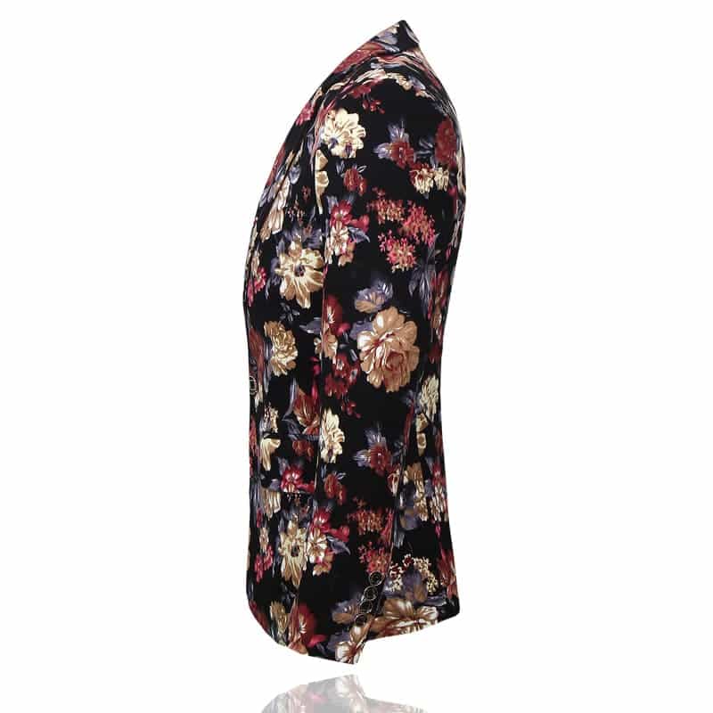 Men's Blazer Stylish Floral Pattern  Jacket One Buttons Slim Fit Sport Coat
