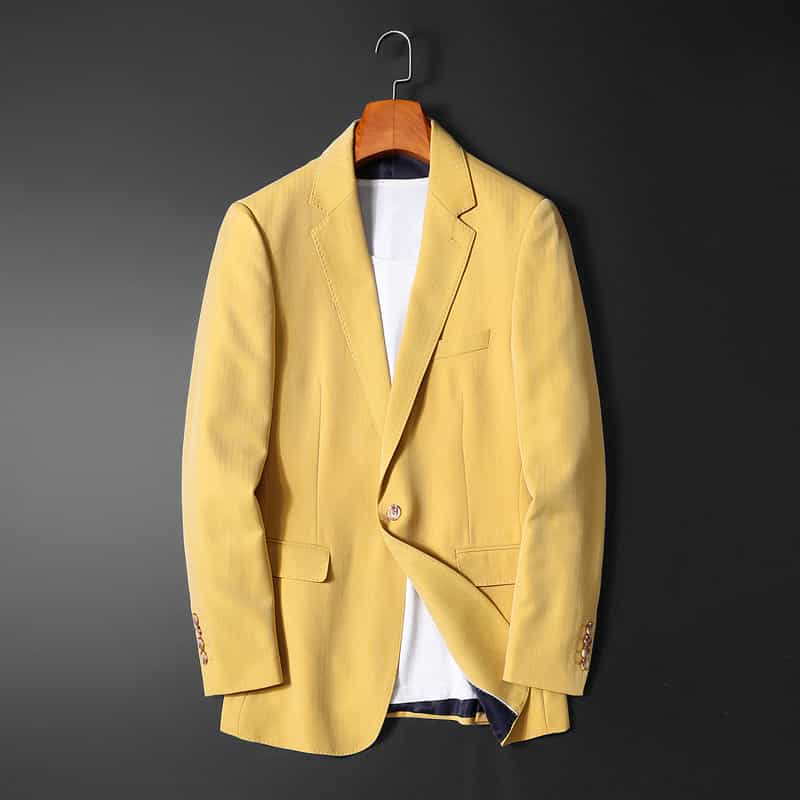 Men's Blazer Slim Fit One Button Suit Jacket Yellow Casual Sport Coat