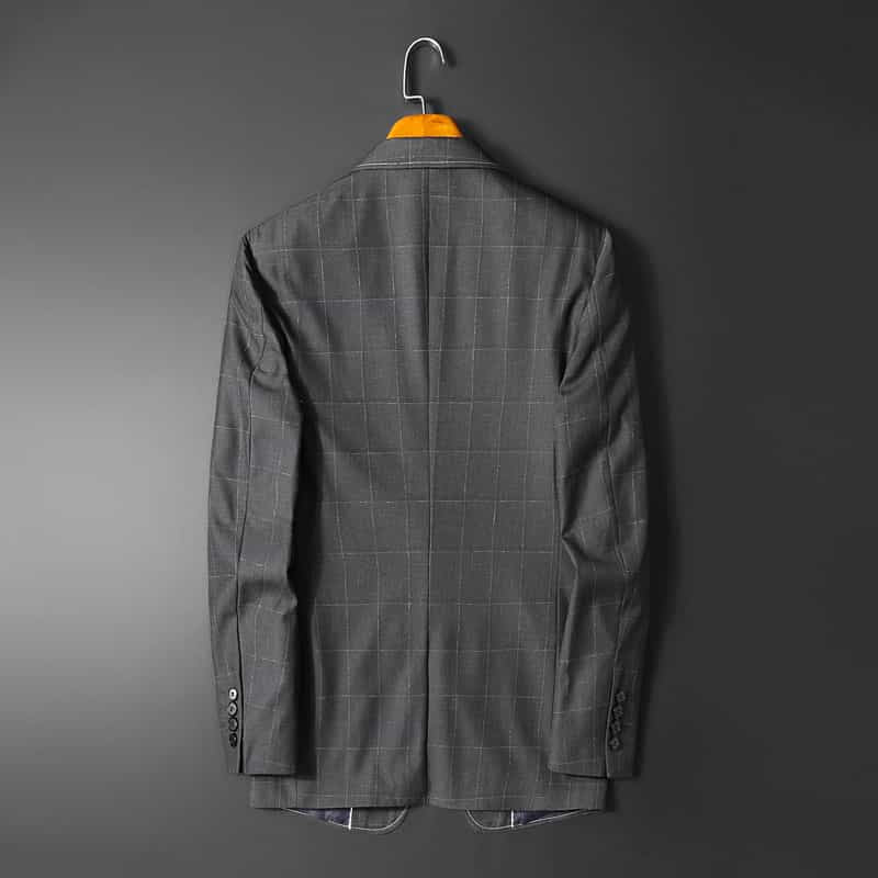 Men's Blazer Slim Fit One Button Suit Jacket Black Plaid Casual Sport Coat