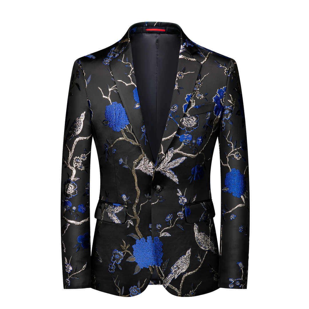 Mens Blazer Floral Slim Fit Sport Coat Elegant Print Prom Suit Jacket ...
