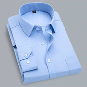 Men's Shirt Long Sleeve Solid Color Large Size