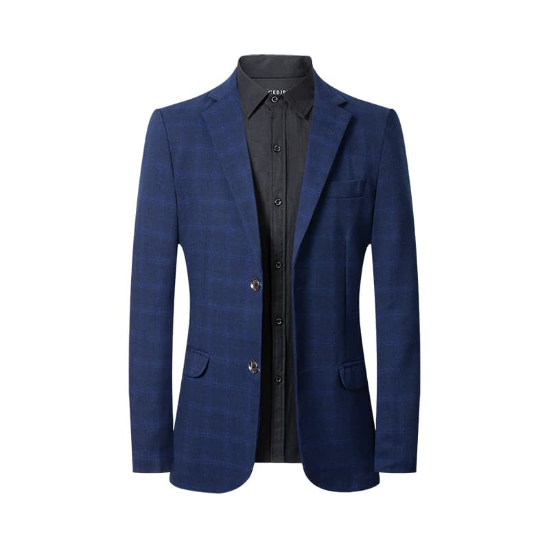 Men's Blazer Plaid Single Breasted Jacket Burgundy Blue Sport Coat