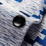 Mens Blazer Slim Fit One Button Printed Suit Jacket Blue Pattern Sport Coat