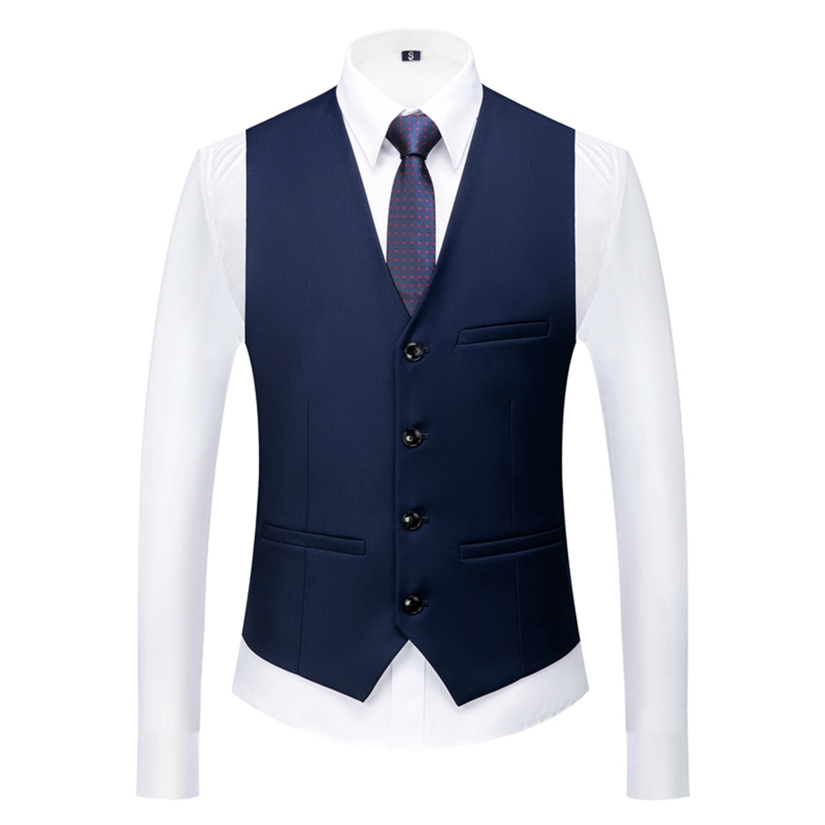 Men's Single Breasted Stylish Plain Vest Four Buttons Slim Fit Solid Waistcoat