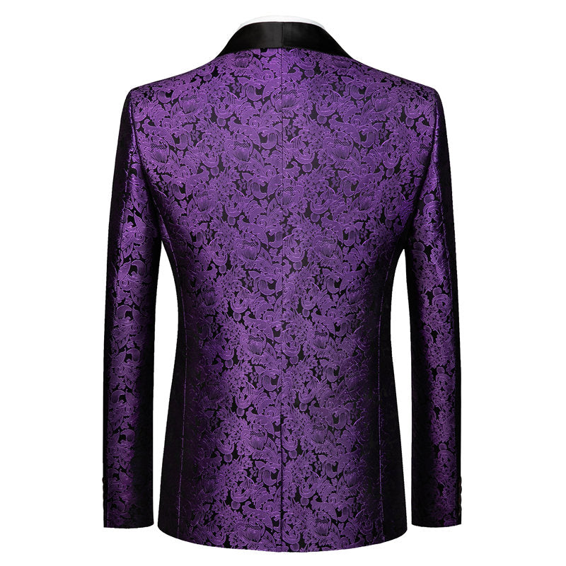 Men's Dress Blazer Jacquard Embroidered Jacket in 7 Colors