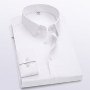 Men's Dress Shirt Wrinkle-Resistant Solid Slim Fit Long-Sleeve Formal For Prom Wedding Business