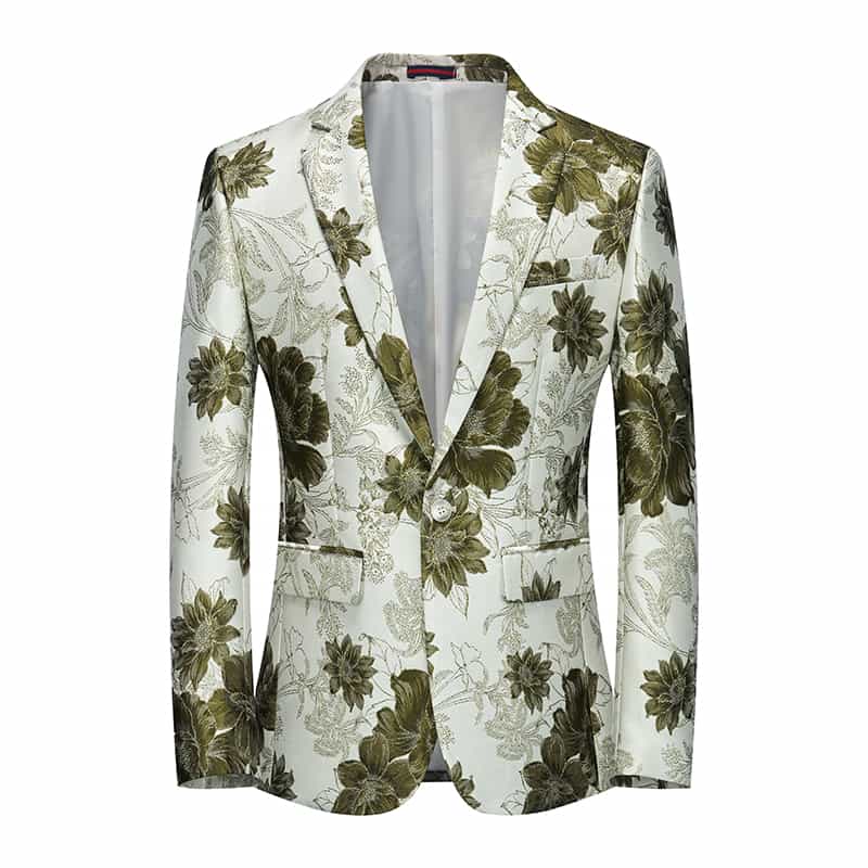 Men's Blazer Slim Fit Suit Jacket Floral Printed Sport Coat in 7 colors