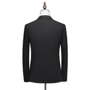 Men's Double Breasted Blazer Solid Suit Jacket in Black