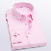 Men's Dress Shirt Wrinkle-Resistant Solid Slim Fit Long-Sleeve Formal For Prom Wedding Business