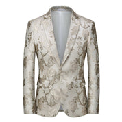 Men's Blazer Metallic Floral Printed Sport Coat Jacket