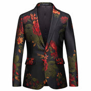 Mens Blazer Slim Fit Two Button Suit Jacket Colorful Floral Printed Sport Coat