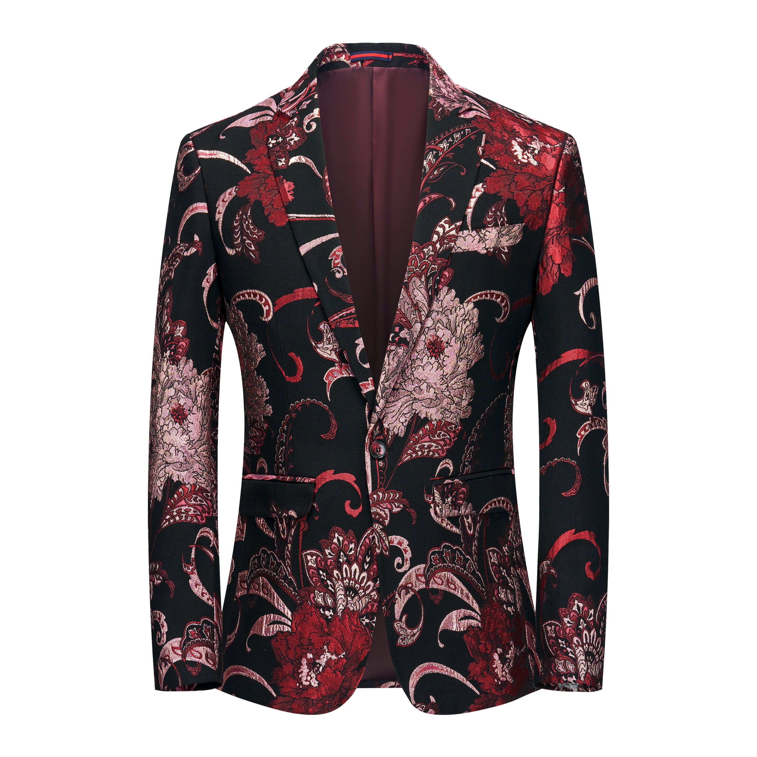 Men's Blazer Casual One Button Suit Jacket Leisure Floral Printed Sport Coat