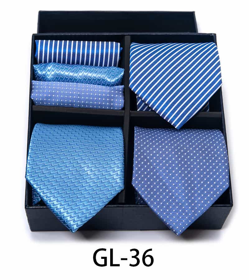 Men's 6 Pieces Neckties & Pocket Squares Gift Set for Prom Wedding