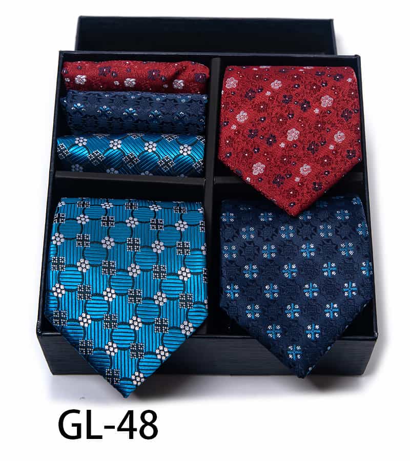 Men's 6 Pieces Neckties & Pocket Squares Set Gift for Friends