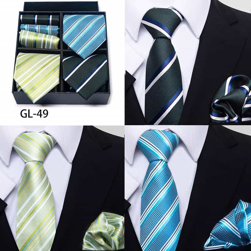 Men's 6 Pieces Neckties & Pocket Squares Set Gift for Friends
